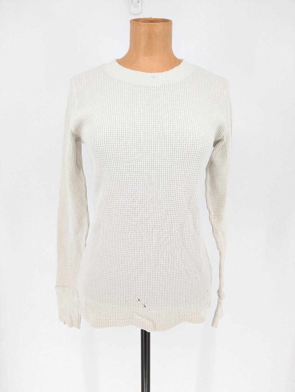 Cotton Citizen 100% Cotton Long Sleeve Shirt Distressed Waffle Knit Top Size S